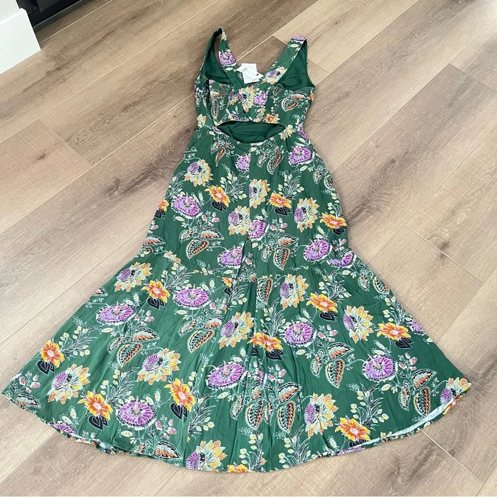Equipment Femme Everett Eden Multi Floral Sleeveles Scoop Maxi Dress Green 0 NEW - Picture 12 of 15